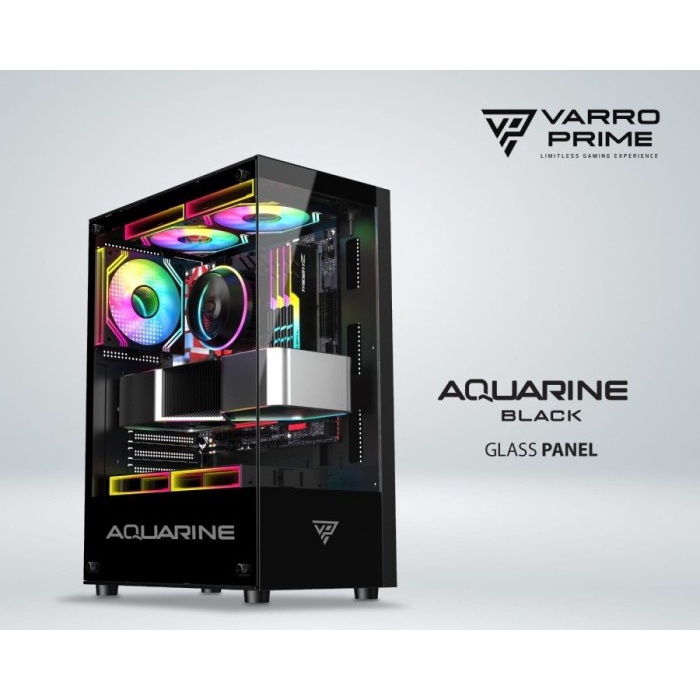 Jual Casing Komputer Varro Prime Aquarine + 3 Fan RGB - Mid Tower Case ...