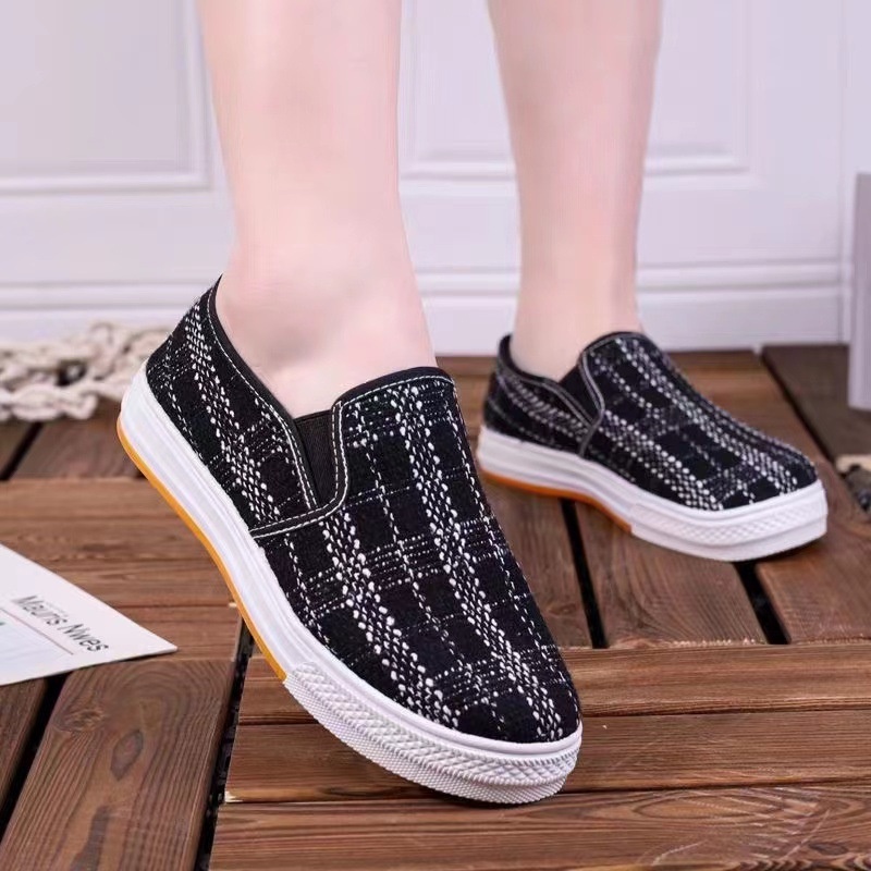 Jual SK035 Sepatu Sneakers Wanita Slip On Import Motif Simple | Shopee ...