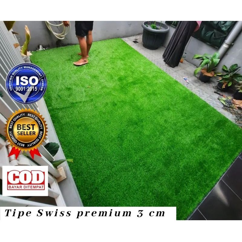 Jual KARPET RUMPUT SINTETIS 1 ROLL UKURAN 2X2 METER TIPE SWISS TEBAL 3 ...
