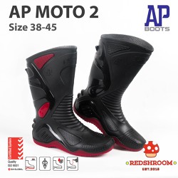 Sepatu Boot Tinggi AP Moto 2 AP Boots Karet Lokal Anti Air Slip Lentur Sepeda Motor Touring