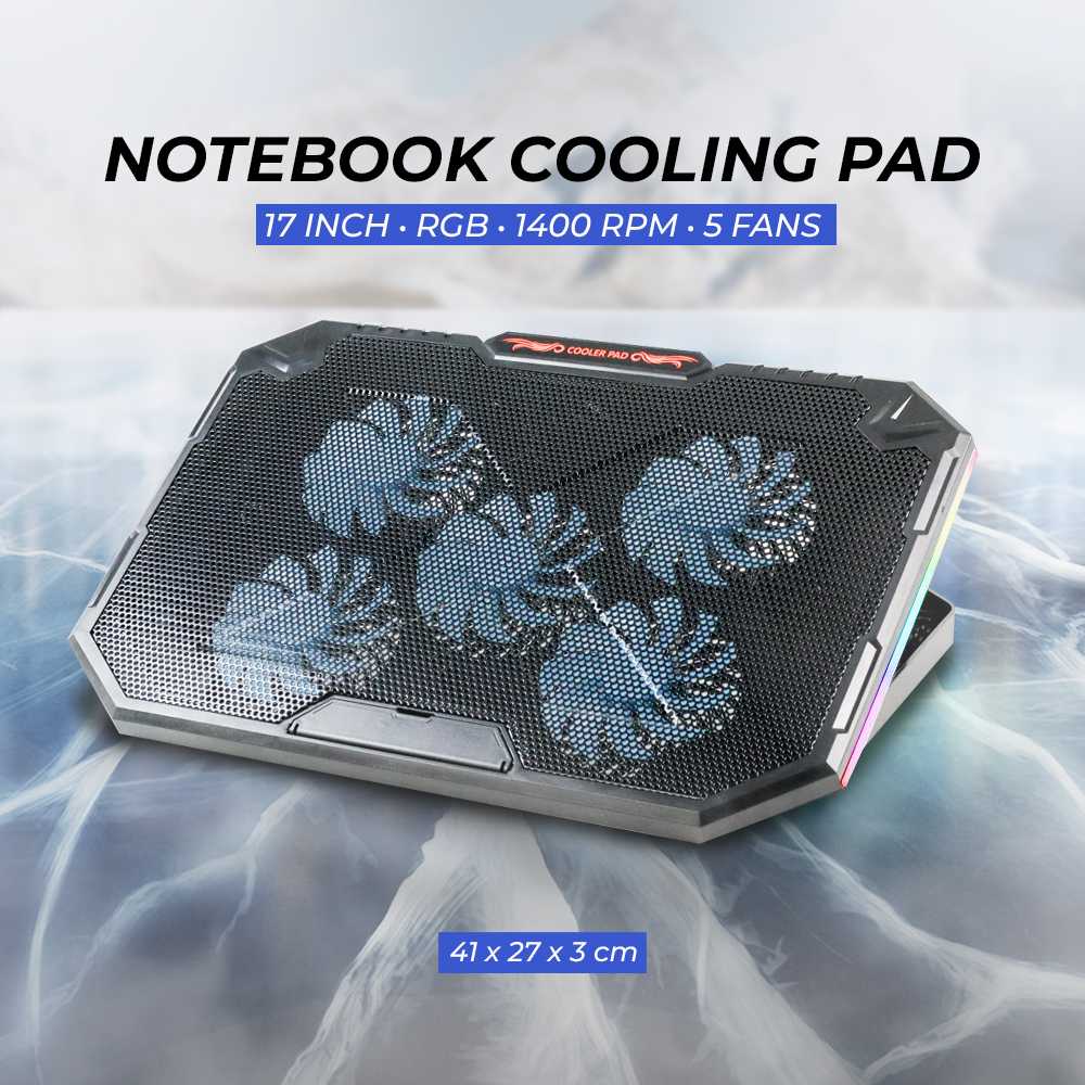 Jual Deek-Robot Notebook Cooling Pad 17 Inch RGB 1400 RPM 5 Fans - YL ...