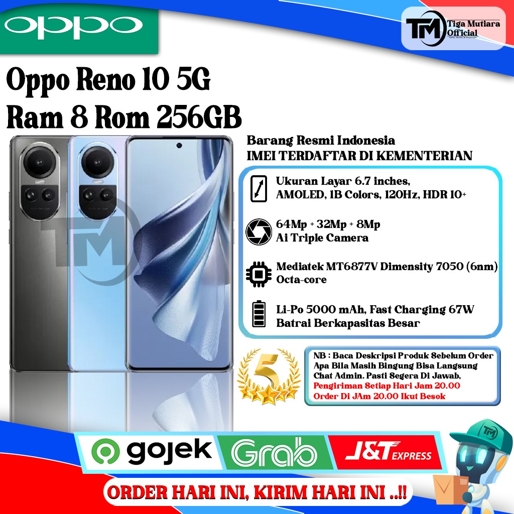 Jual Oppo Reno 10 5G Ram 8 Rom 256GB Segel Original & Bergaransi Resmi ...