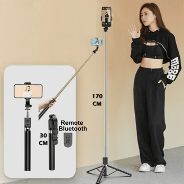 Tongsis Bluetooth 3In1 R1 L 170cm Selfie Stick Portable Flexible 360º Tripod HP 1.7 Meter