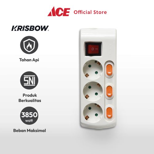 Jual Krisbow Stop Kontak 3 Soket Dengan Tombol On/Off - Putih | Shopee ...