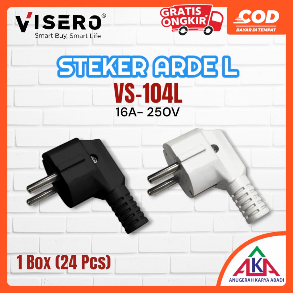 Jual Steker Arde L VISERO VS-104L 16A 250V Colokan Bulat L SNI Hitam ...