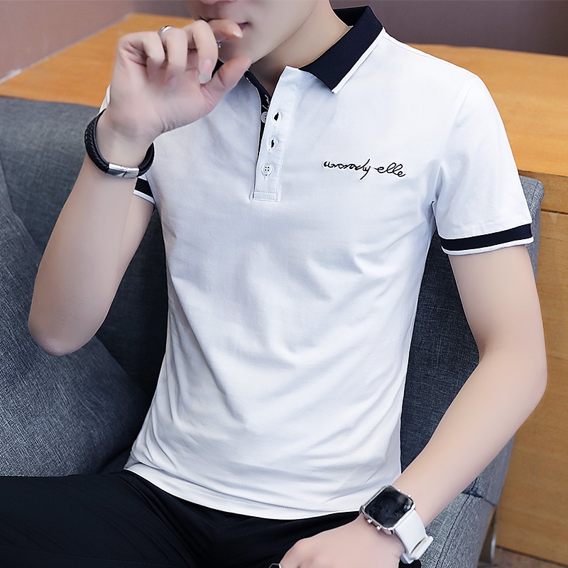 Short sleeved T-shirt, men's half sleeved T-shirt, polo shirt, trendy brand  shirt collar top