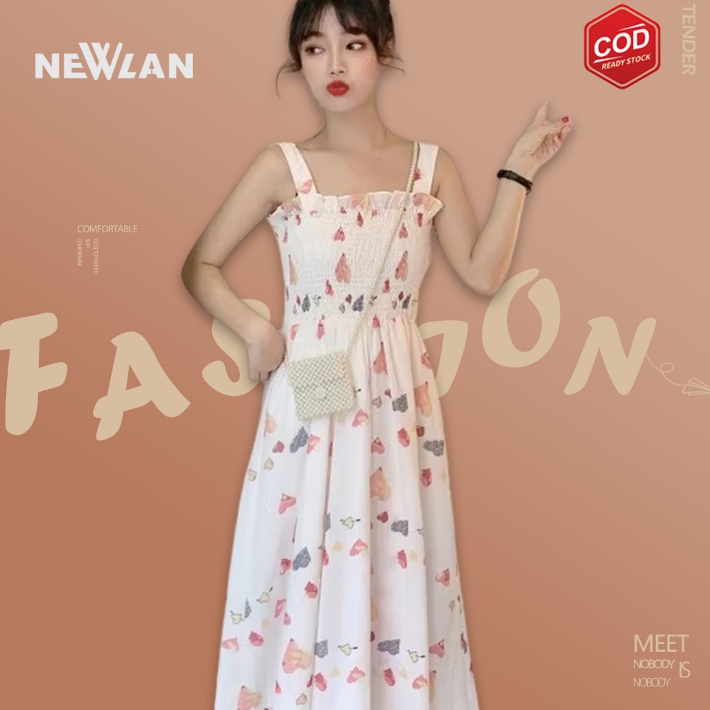 Jual Newlan QZ109 Dress Pantai Beachwear Outfit Baju Wanita Korea Maxi ...