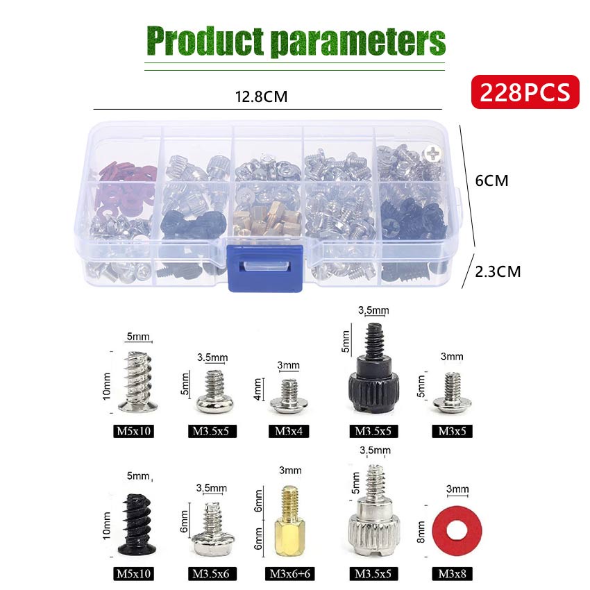Jual 228Pcs Paket Lengkap Baut Komputer Mur PC Set Screw CPU Rakitan 1 ...