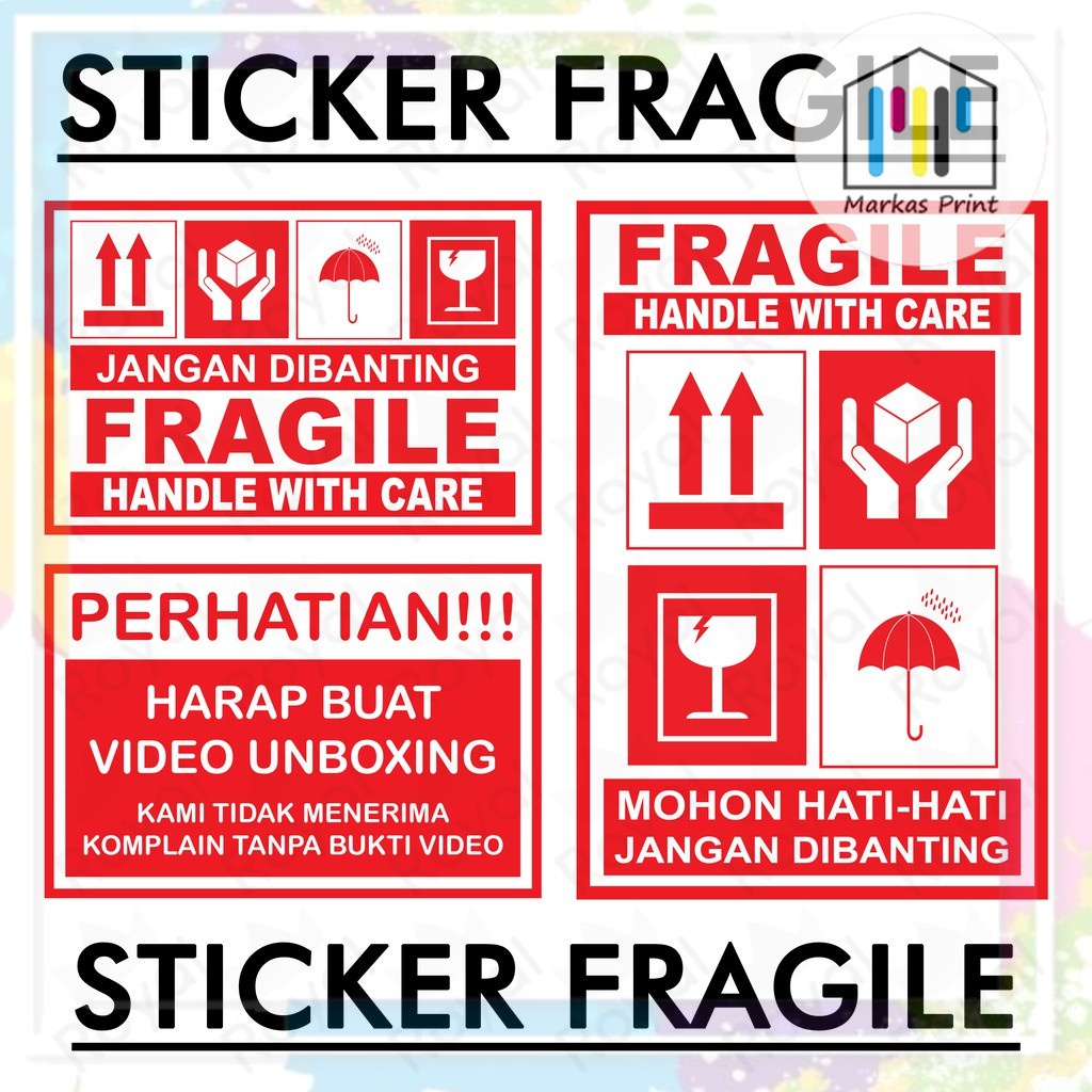 Jual STICKER FRAGILE / STICKER VIDEO UNBOXING / STICKER AWAS PECAH ...