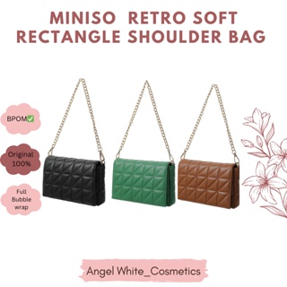 MINISO Retro Soft Rectangle Women Crossbody Bag with Flap Top