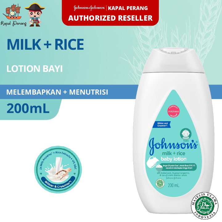 Jual Johnson's Baby Lotion Milk + Rice 200ml | Shopee Indonesia