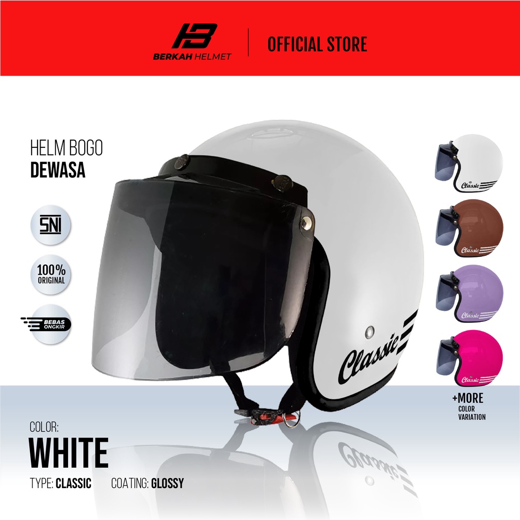 Jual Helm Bogo Dewasa Pria Wanita Hijab Retro Classic Half Face Vespa