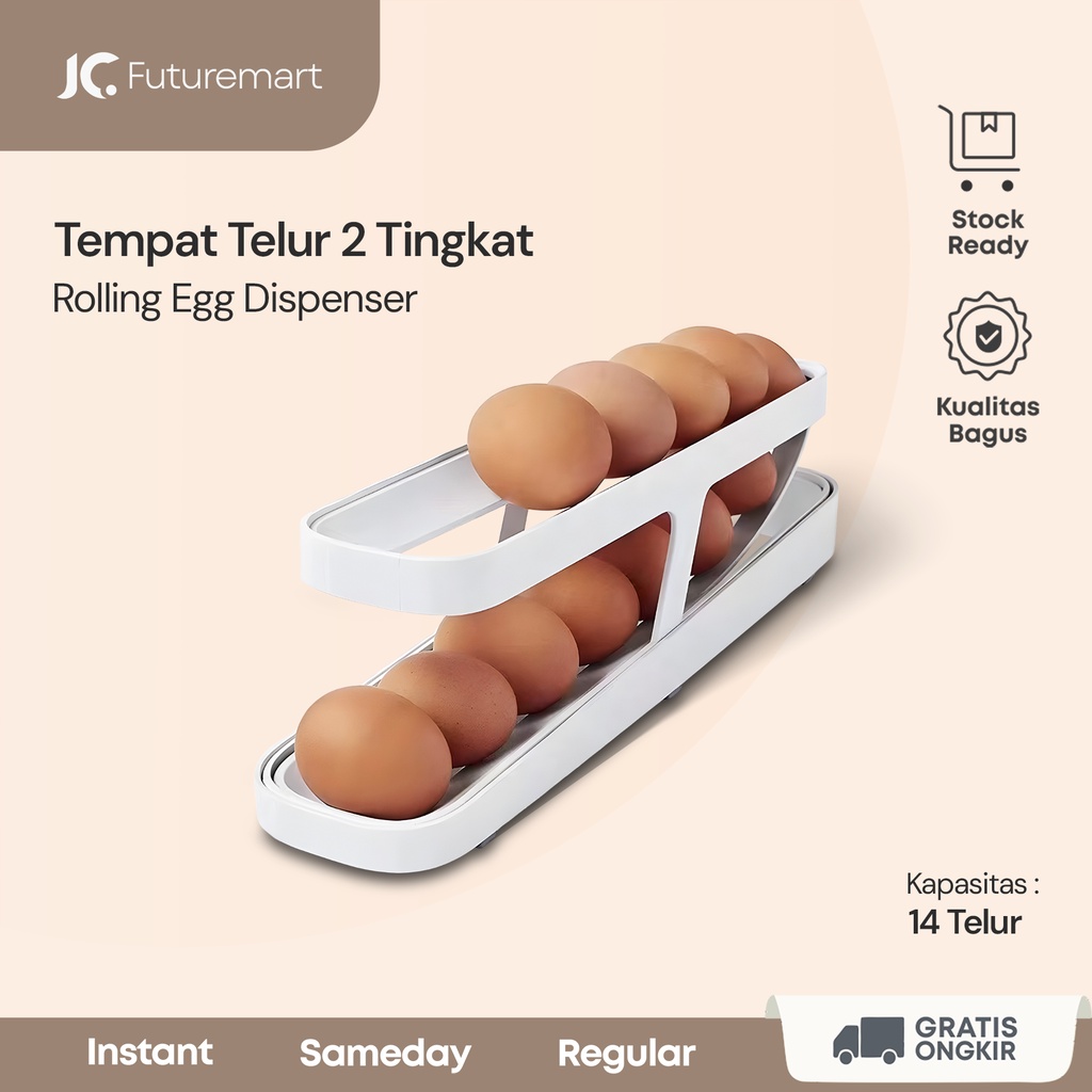 Jual Tempat Rak Penyimpanan Telur 2 Tingkat Rolling Egg Dispenser SY ...