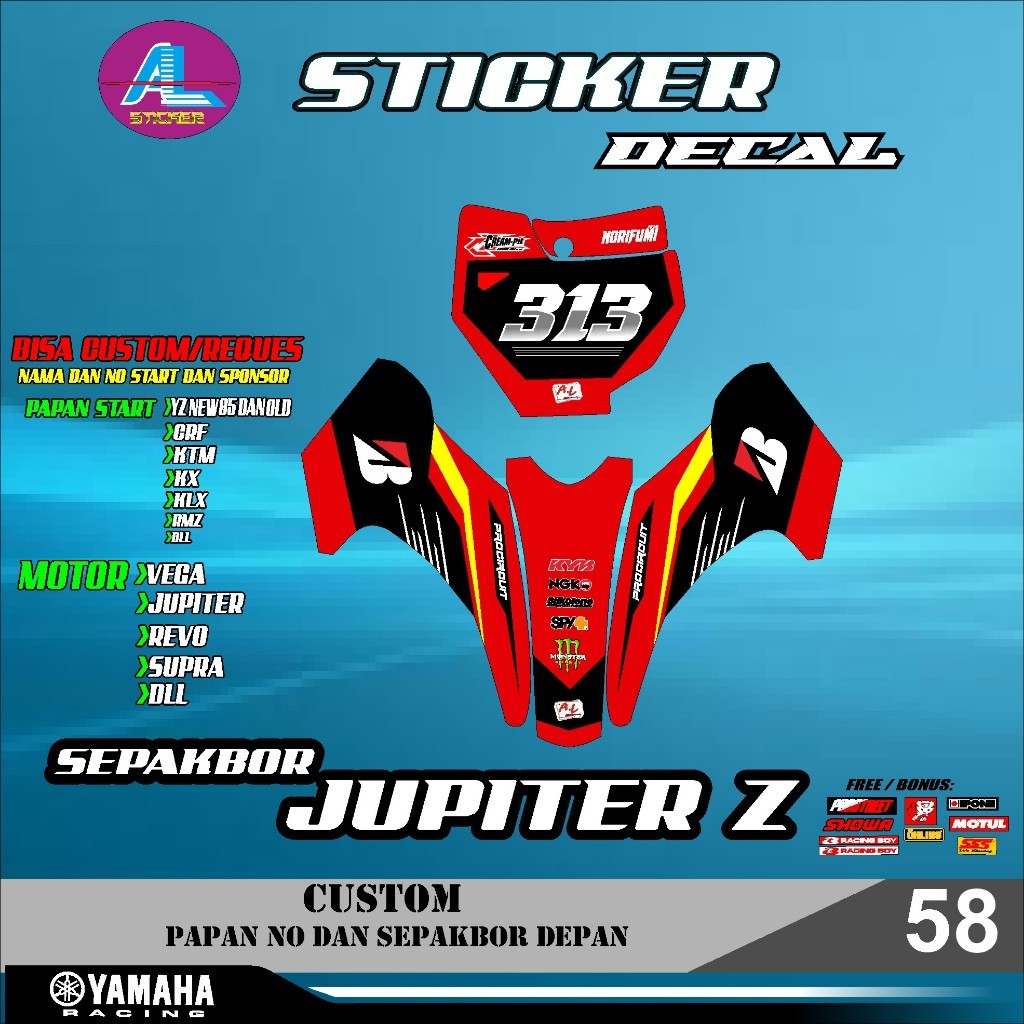 Jual STICKER DECAL PAPAN NOMOR START+SPAKBOR DEPAN JUPITER Z MOTOR CRF ...