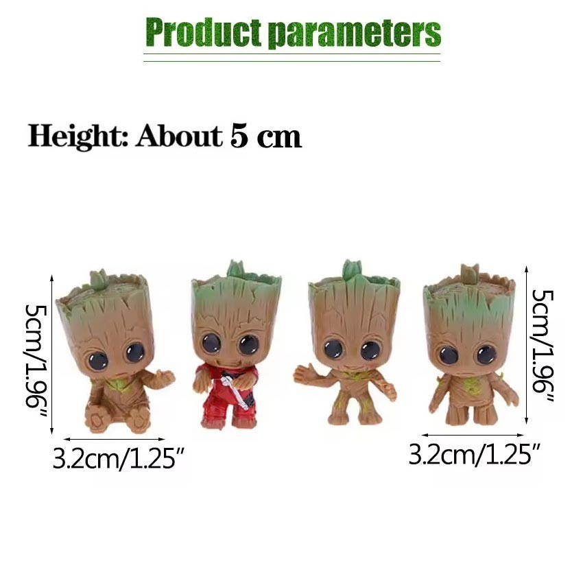 Jual 4Pcs Miniatur Resin Motif Baby Groot Mini Groot Lucu - Ornamen ...