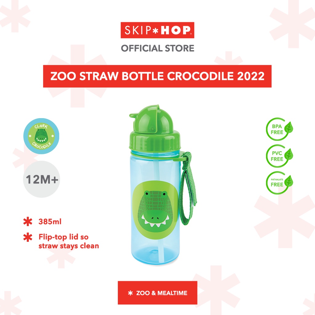 Crocodile Zoo Straw Bottle - 13 oz - Crocodile