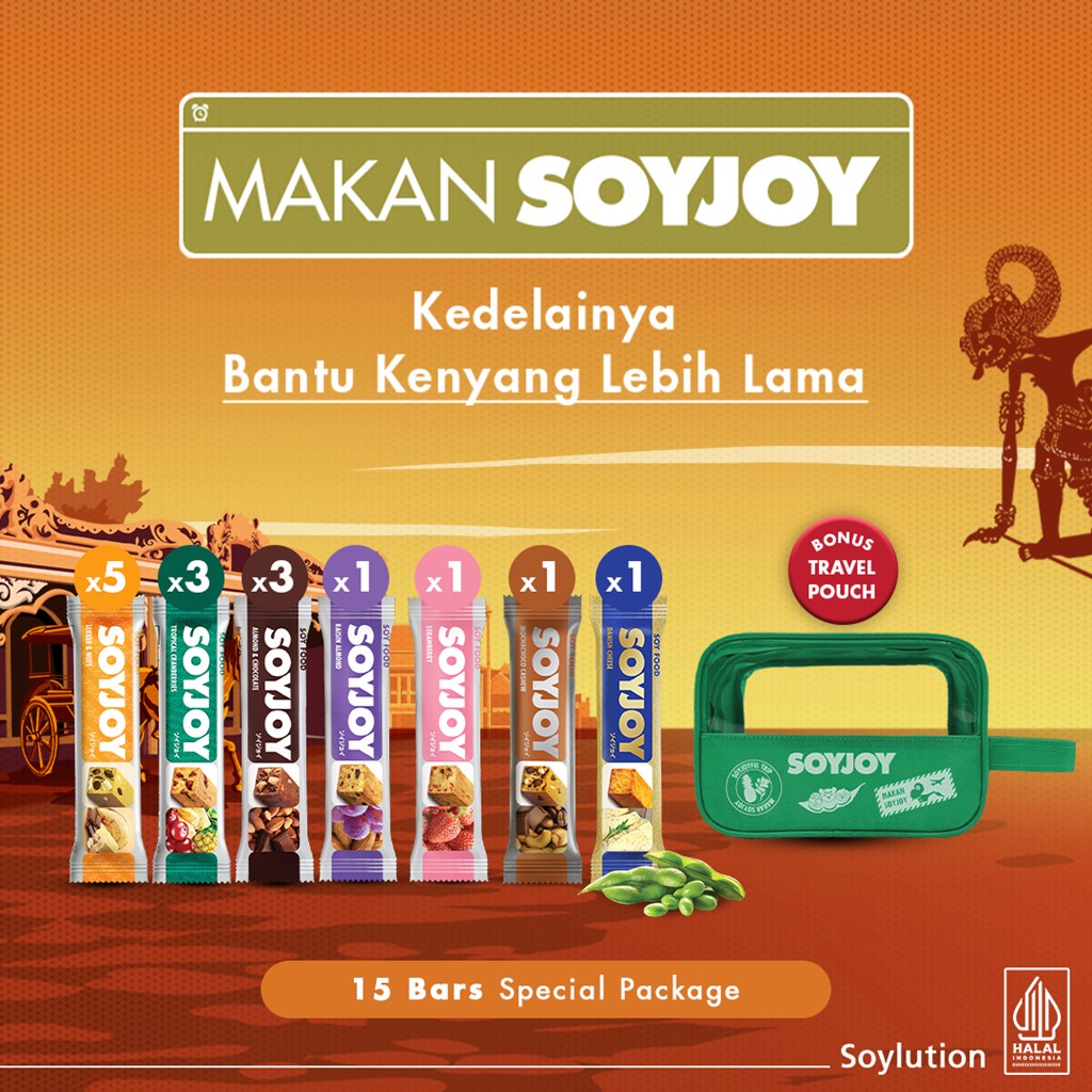 Jual SOYJOY Snack Bar Kedelai All Variant - 15 Bar + BONUS!! Travel ...