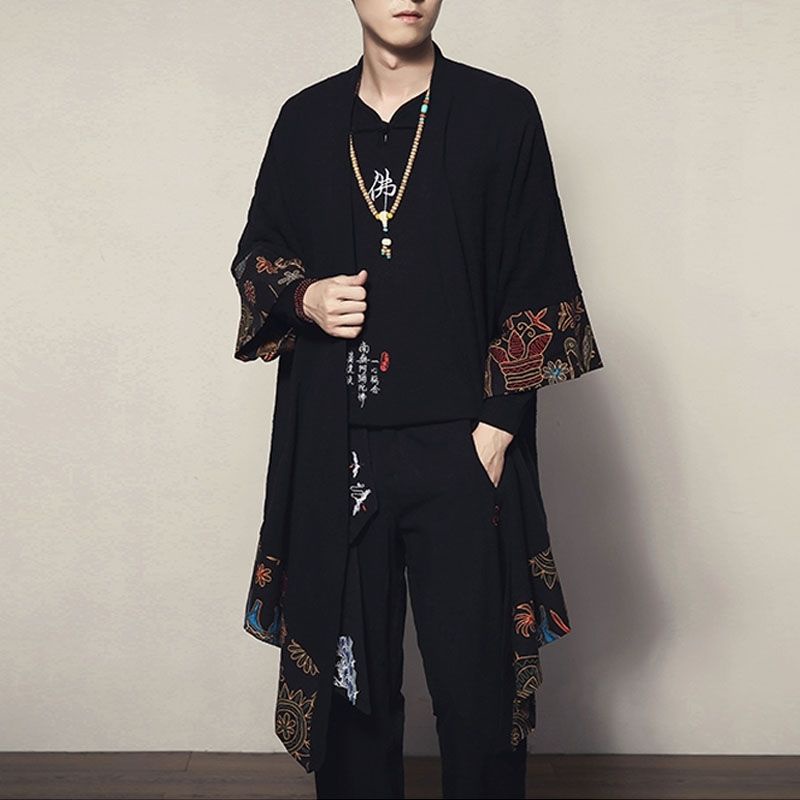 Jual Men's Hanfu, Daopao, Buddhist Zen robe, long sleeved jacket ...