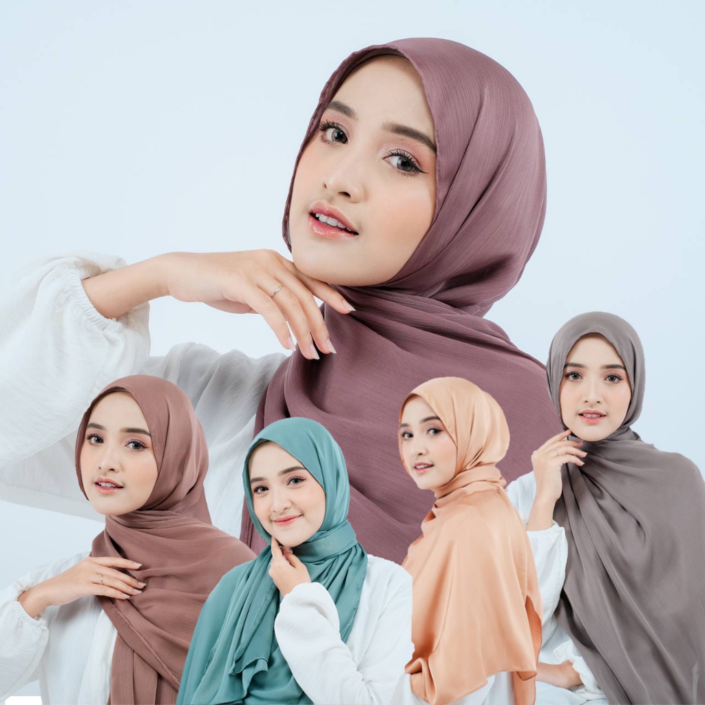 Jual Wearmoura Rayya Silk Pashmina Cradenza Satin Textured Crinkle Malay Shopee Indonesia