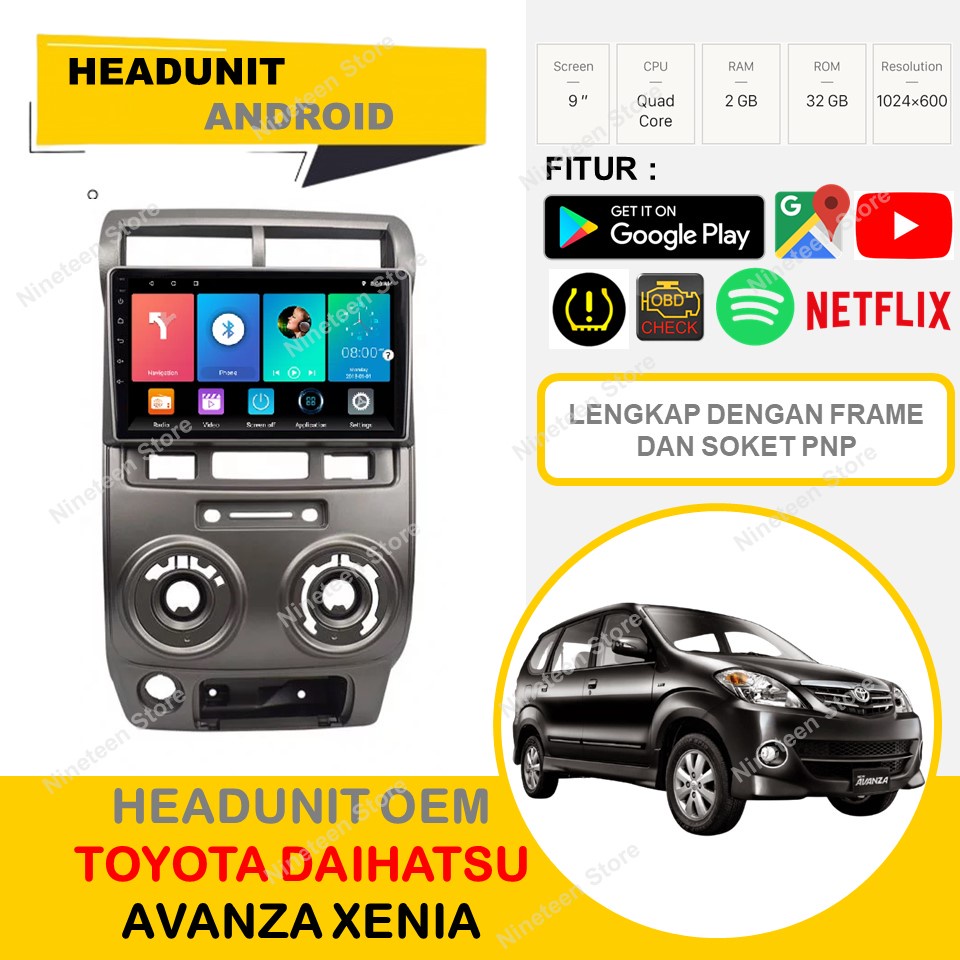 Jual Headunit Android Toyota Avanza 2004-2011 9 Inch PNP dengan Frame ...