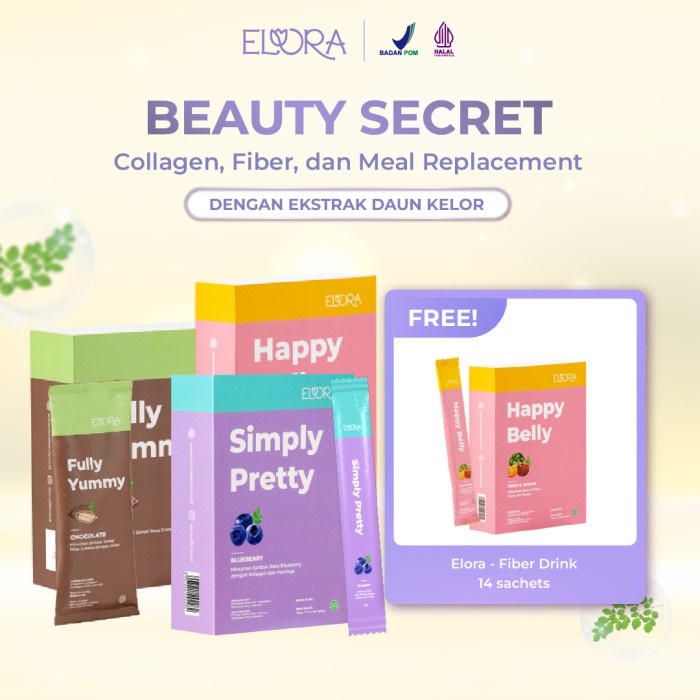 Jual Elora Beauty Secret Box Minuman Kolagen Fiber Meal