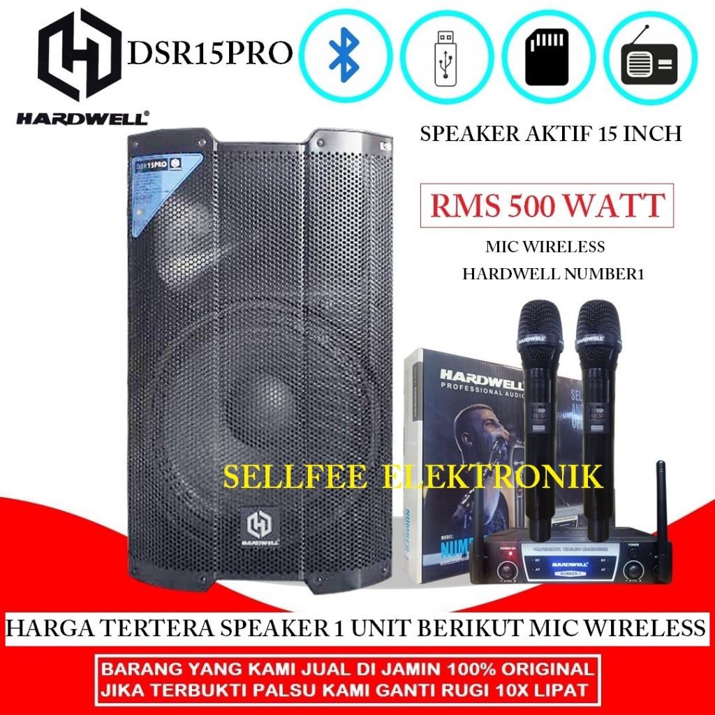 Jual Promo 10 10 Speaker Aktif 15 Inch Hardwell Dsr15pro Bluetooth Mic