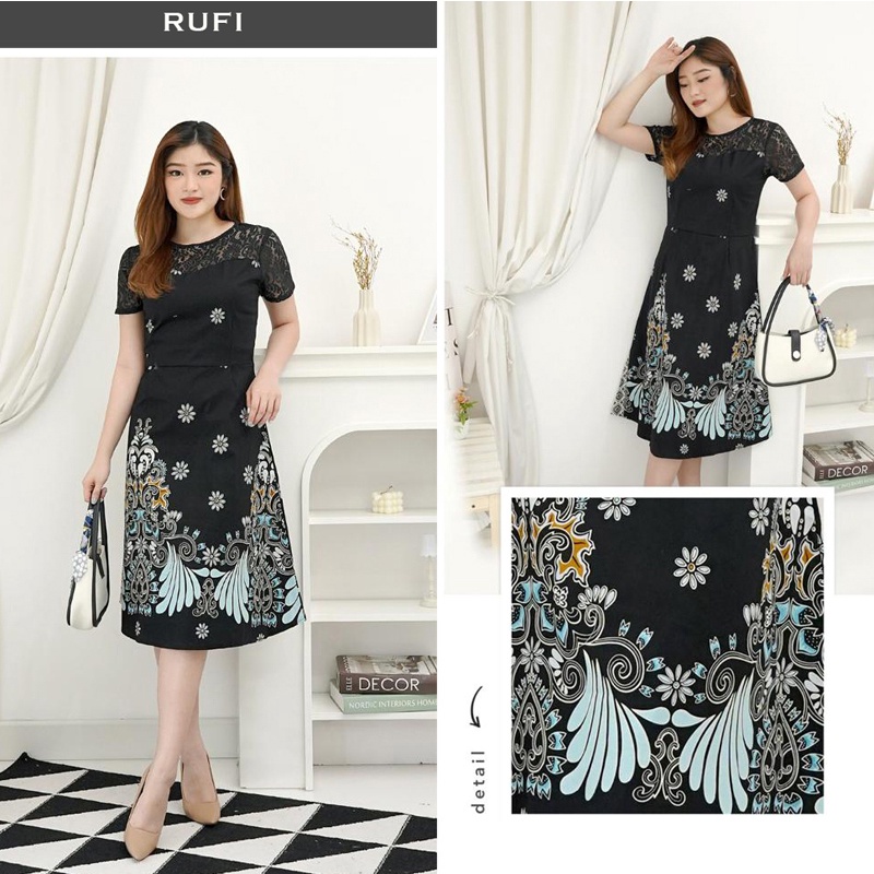 Jual Evercloth Rufi Dress Wanita Batik Couple Modern Dress Batik Modern Shopee Indonesia 