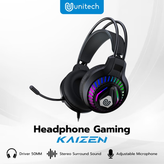 Jual Headset Gaming LED RGB Unitech Kaizen Over-Ear Gaming Headset ...