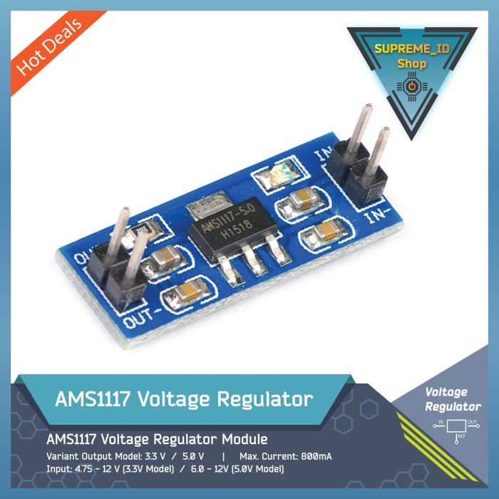 Jual AMS1117 Voltage Regulator Module Arduino Raspberry pi 5.0V