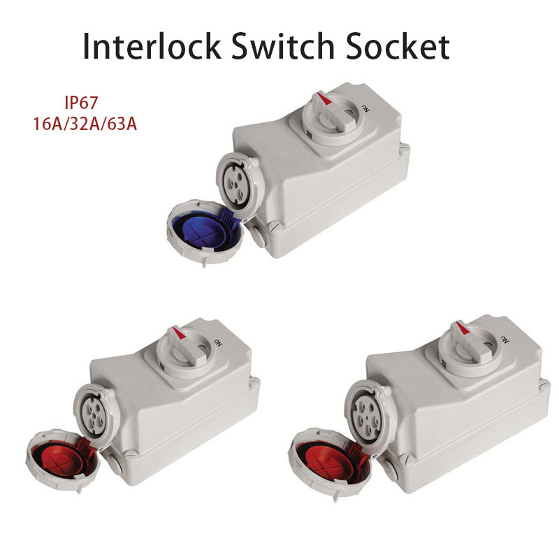 Jual Industrial Socket 3 pole 4 pole 5 pole 16A 32A 63A ip67 Interlock ...