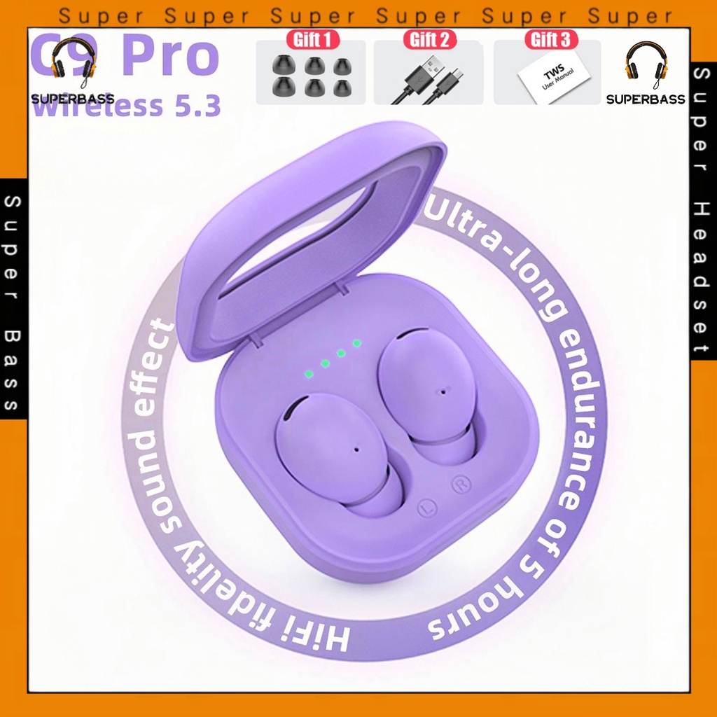 Jual COD Headsets C9 Pro Terbaru Dengan Suara SuperBass dan 9D Surround, Earphone InEar