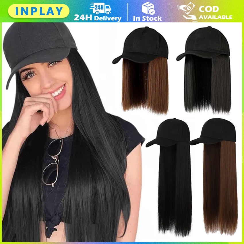 Jual Baru Wig Topi Rambut Panjang Lurus Wanita Korean Version / Topi ...
