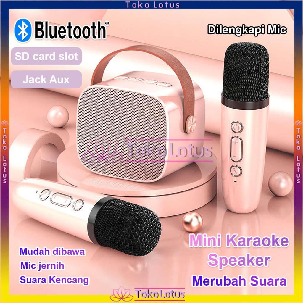 Jual [BISA COD] 2 Mic Mini Speaker Bluetooth Karaoke Set Lengkap