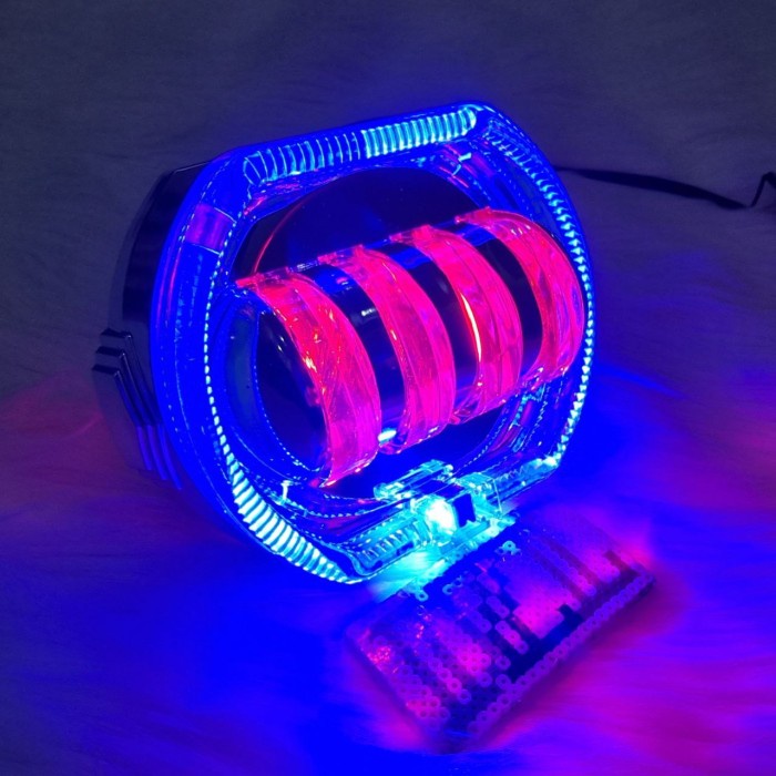 Jual Mt star lampu utama led projie crystal daymaker 4 mata 8d lensa