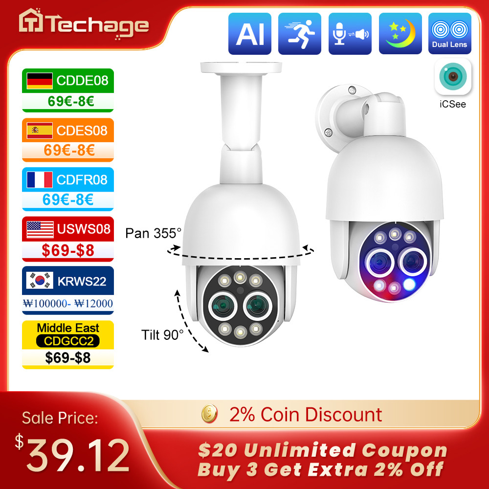 Jual Techage PTZ 4K 8MP POE Camera 8X Hybrid Zoom 2.8mm 12mm Dual Lens ...