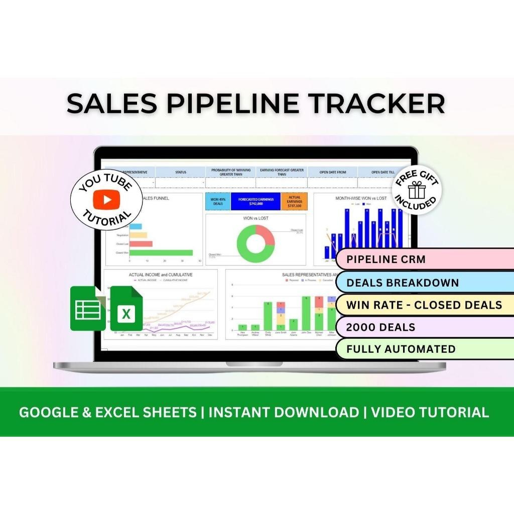 Jual [x010] Sales Tracker Excel Sales Pipeline Sales Dashboard Sales ...