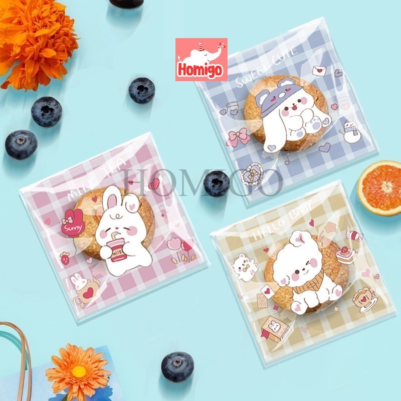 Jual Homigo Isi 100 Pcs Plastik Cookies OPP Bunny Bear Plastik kue ...