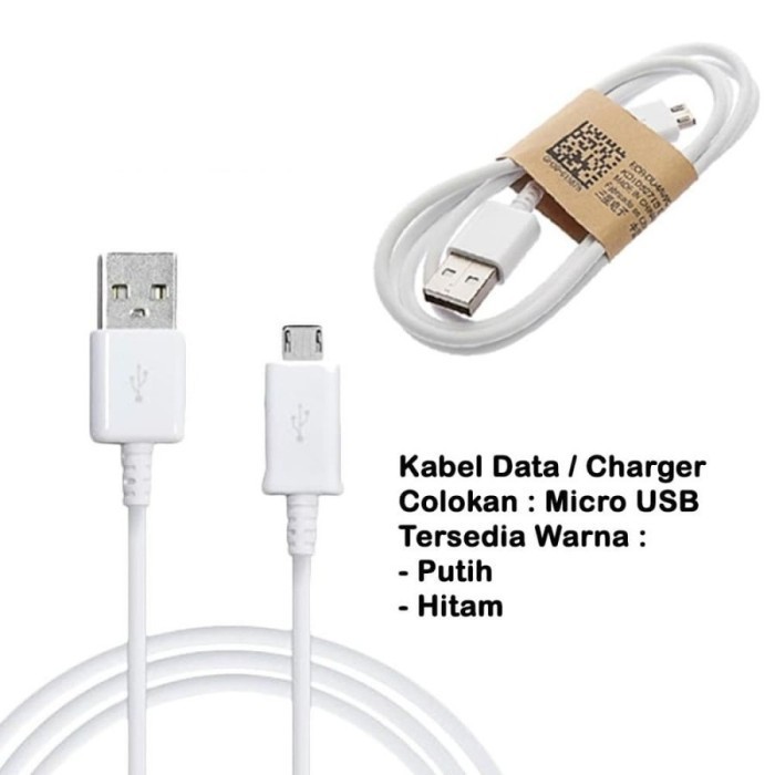 Jual Kabel Data Micro USB Putih Panjang 1 Meter / Cable Data Micro USB ...