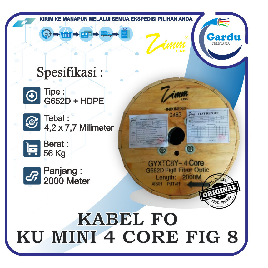 Jual Kabel FO KU Mini 4 Core Fig 8 JellyTube Merk Zimmlink Panjang ...