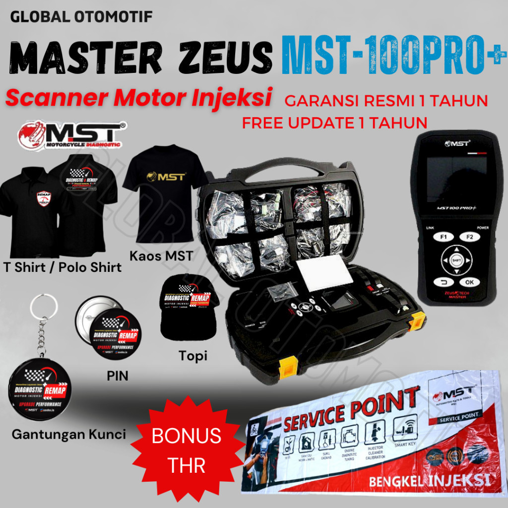 Jual Scanner Motor Injeksi Master Zeus MST100PRO+ Alat Service Universal Dilengkapi +REMAP