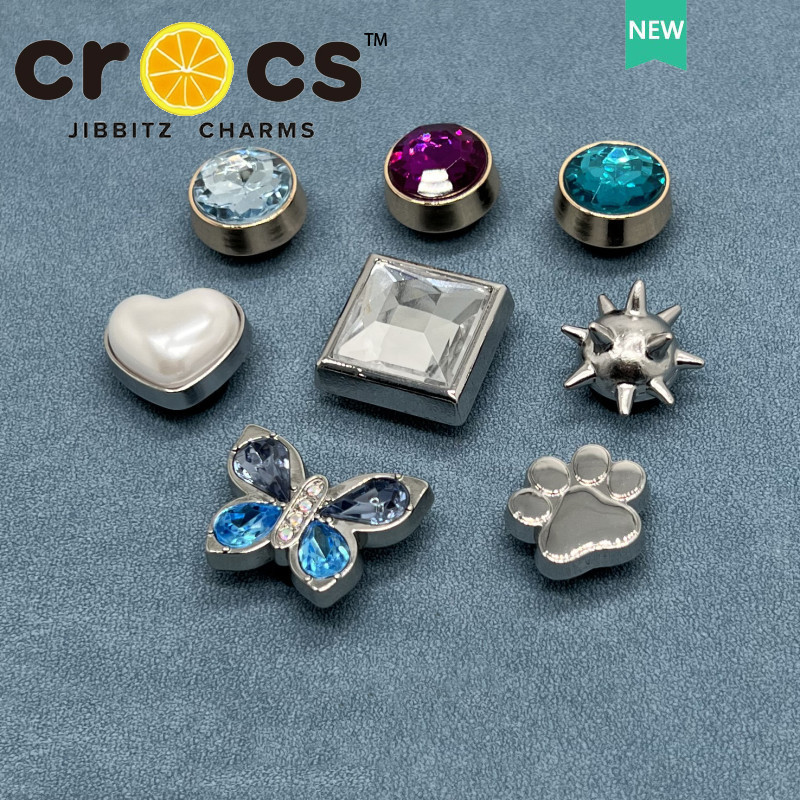 Jual Metal jibbitz crocs charm Blue Butterfly metal Gem Fashion Shoes