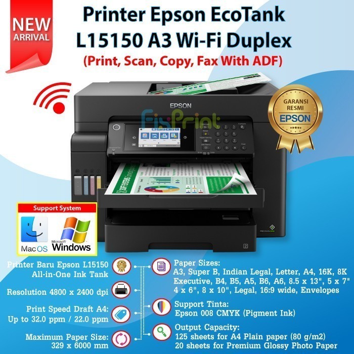 Jual Printer Epson L15150 A3+ Multifungsi Wi-Fi Duplex ADF Original ...