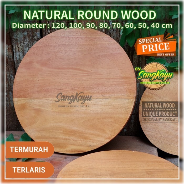 Jual Papan Kayu Bulat Round Wood BIG SIZE Daun Meja Bulat Kayu Wood ...