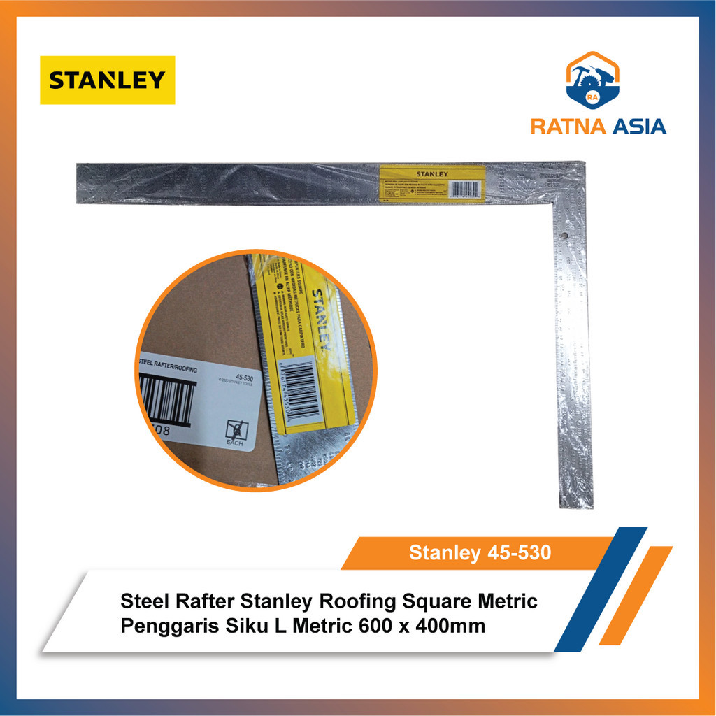 Jual Penggaris Siku L Steel Rafter Stanley 45-530 Roofing Square Metric ...
