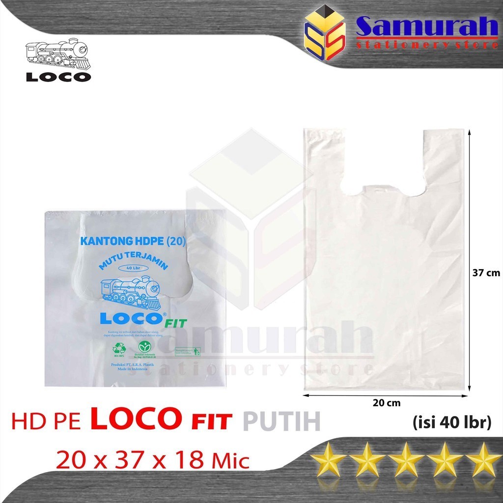 Jual Plastik HD Loco FIT Putih lebar 20 / Kantong Kresek HDPE 20 x 37 ...