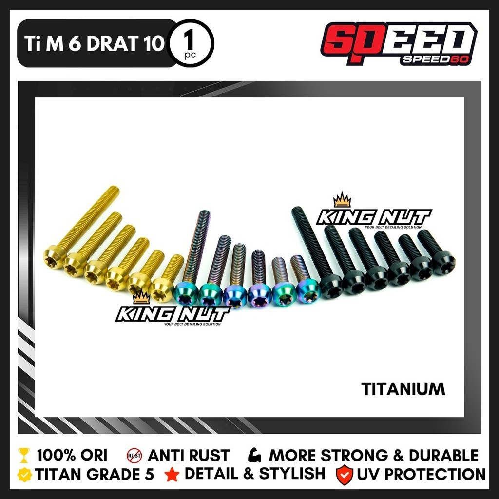 Jual Probolt Baut Titanium M 6 x 15 Drat 10 x 15 New Grade 5 King Nut ...