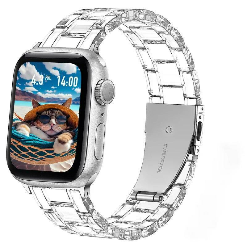 Transparent Resin strap for apple watch band 45mm 46mm 49mm 41mm 42mm 40mm  correa 44mm 38mm Smart Wrist link bracelet iwatch series 11 10 