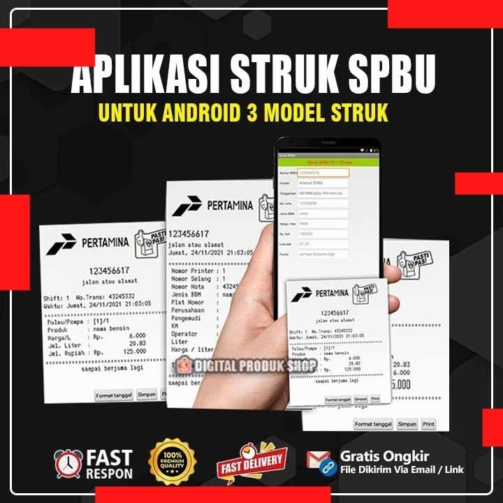 Jual Aplikasi Print Struk Bon SPBU Pro Android 3 model struk MURAH
