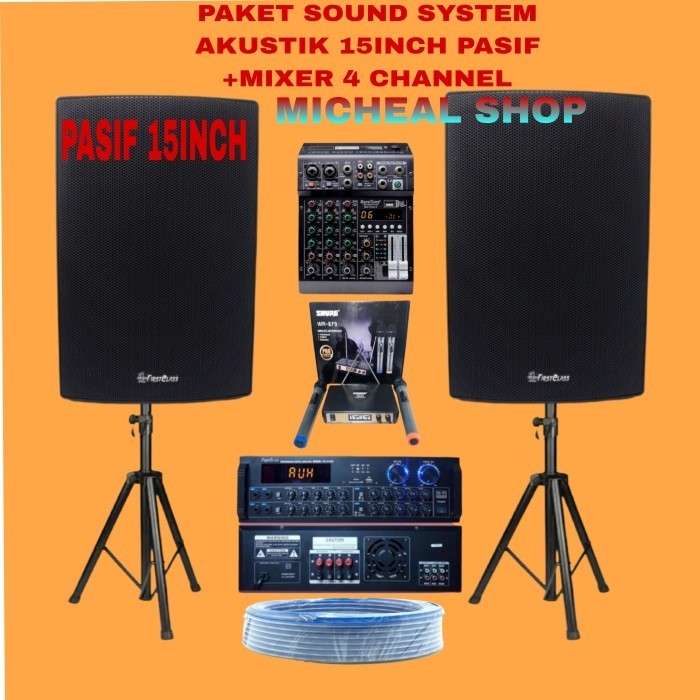 Jual paket sound system speaker outdoor 15inch pasif +amplifier +mixer Shopee Indonesia