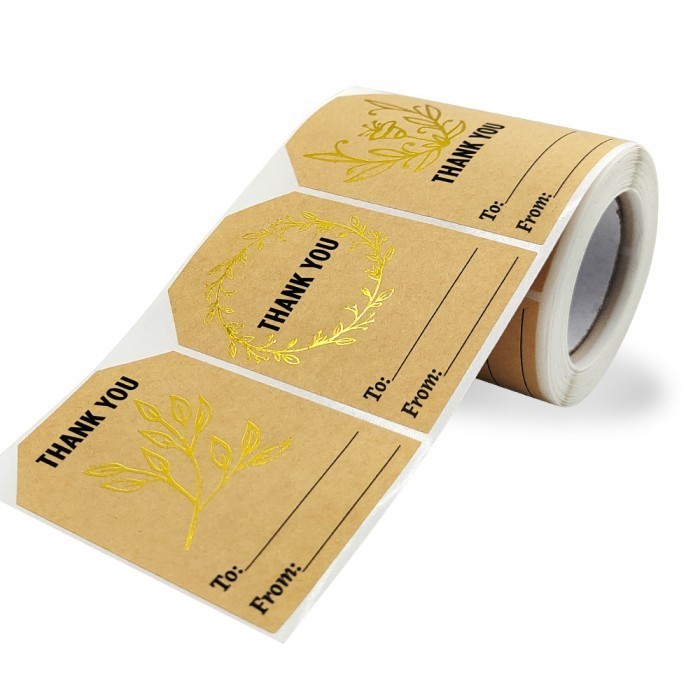 Jual Sticker Thank You Kraft Coklat Tag Nama Kotak Kado Kemasan Hampers ...